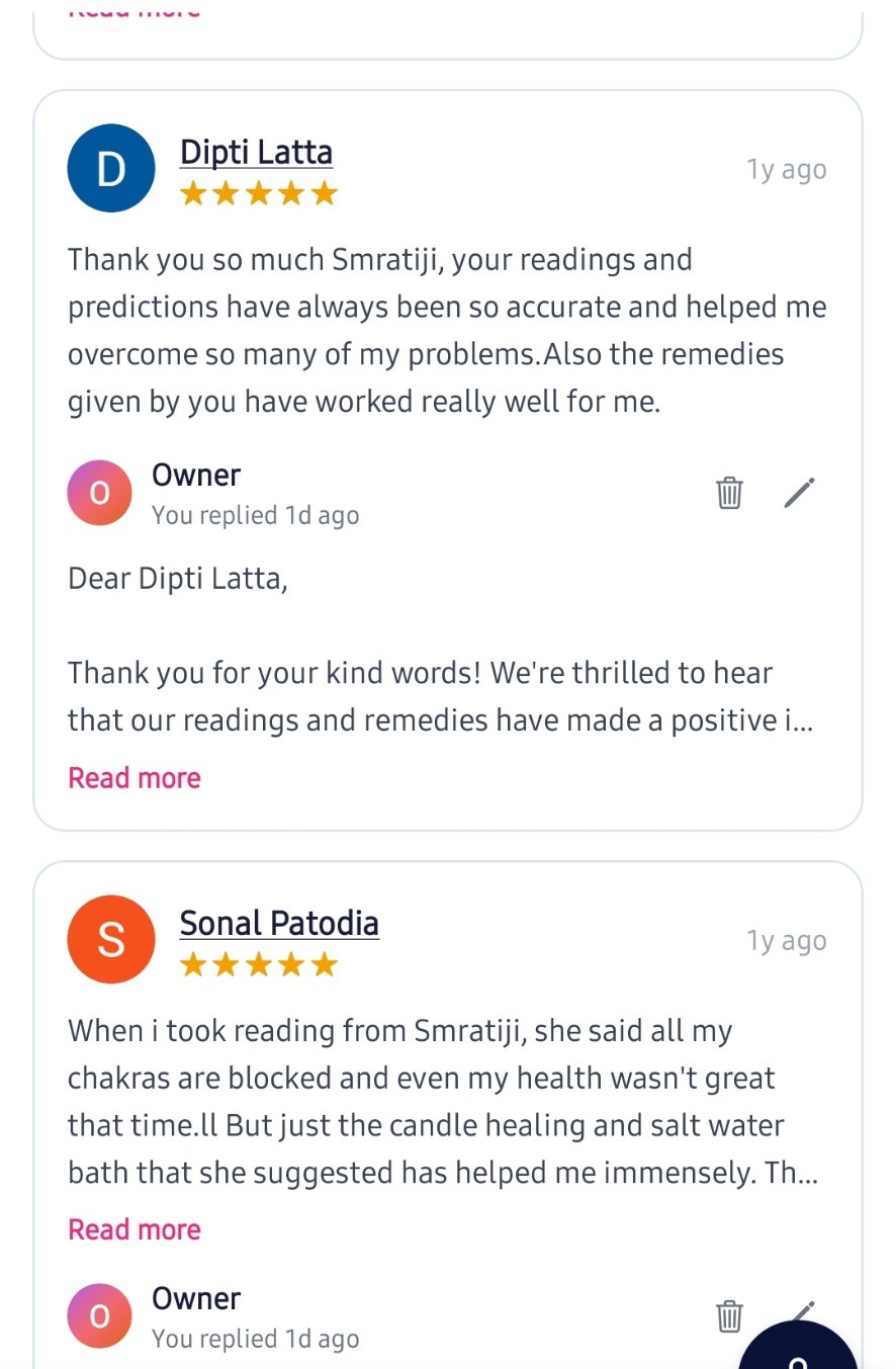 Google review screenshot: 5-star reviews from Dipti Latta and Sonal Patodia
