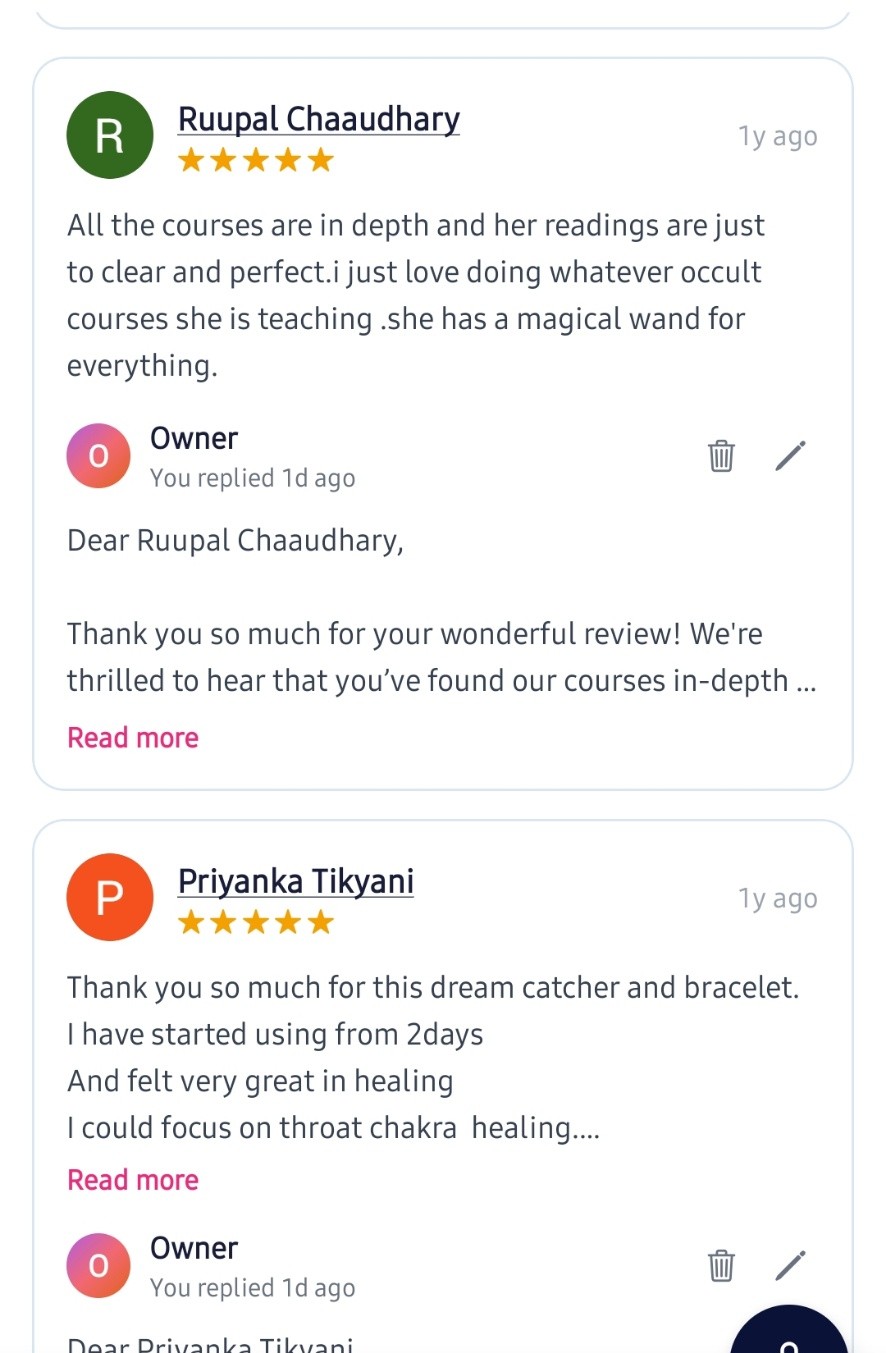 Google review screenshot: 5-star reviews from Ruupal Chaaudhary and Priyanka Tikyani